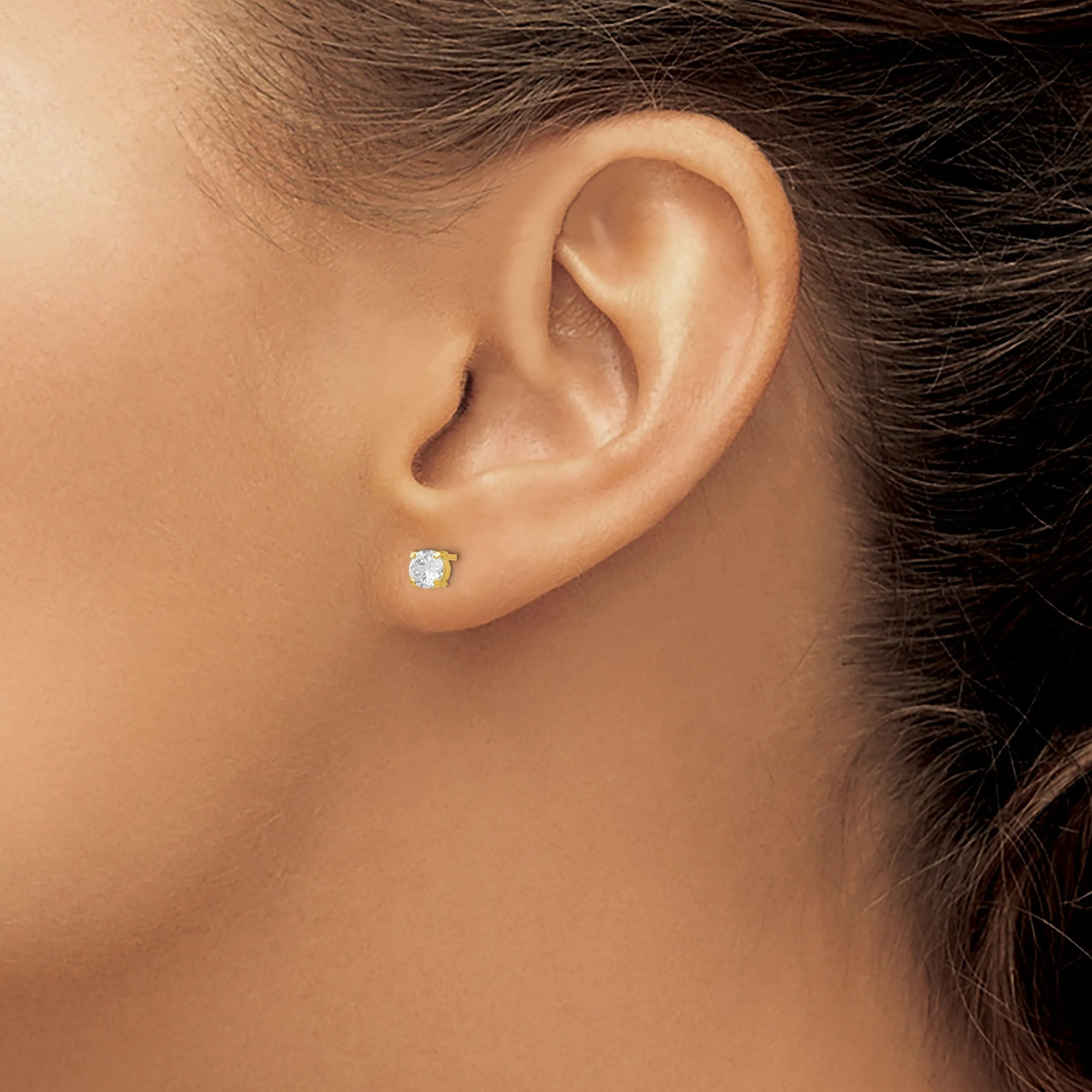 14k Yellow Gold C.Z Stud 4.0mm Earrings