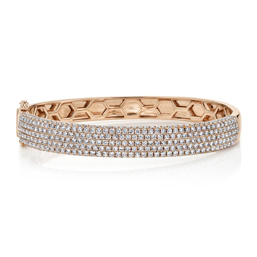 14K Yellow Gold Diamond Pave Thick Bangle