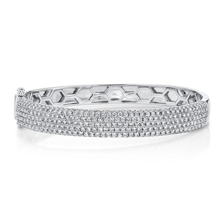 14K Yellow Gold Diamond Pave Thick Bangle