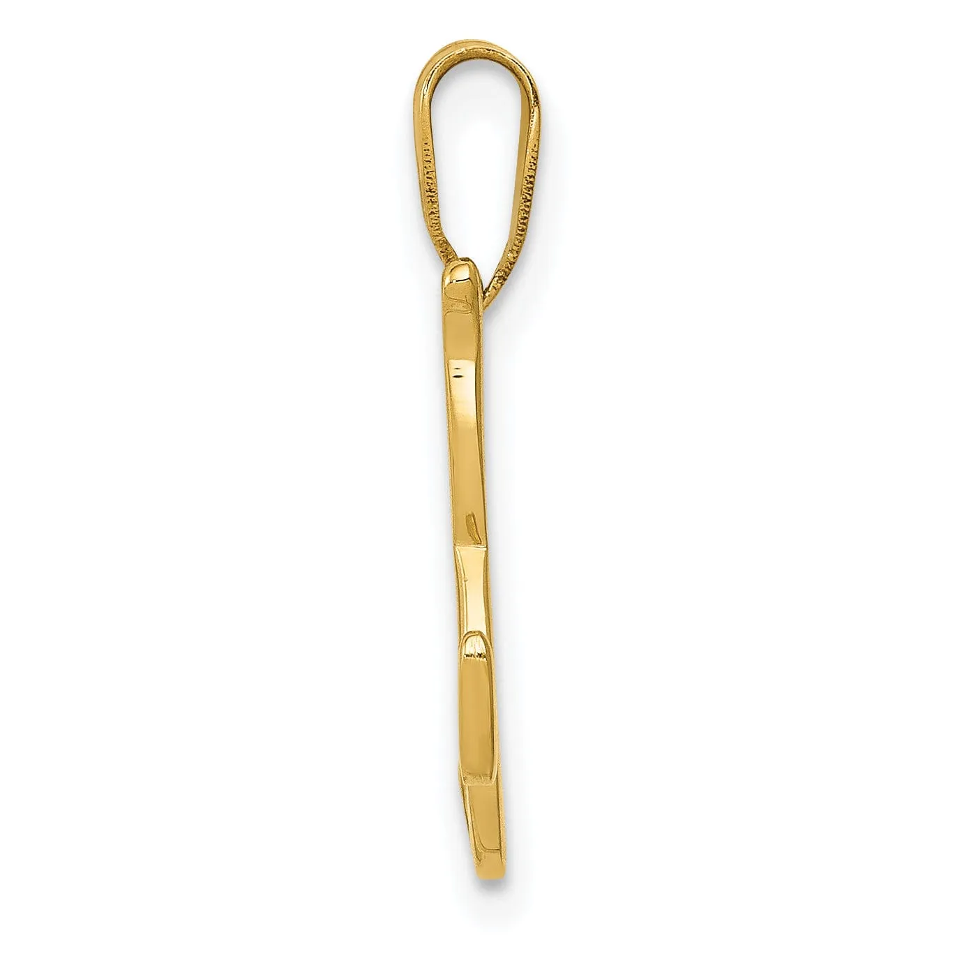 14K Yellow Gold Medium Size Script Design Letter K Initial Pendant