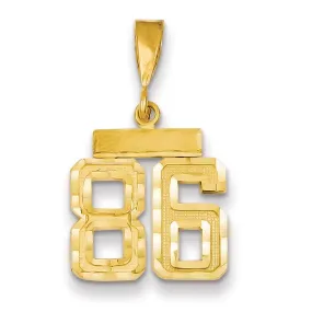 14k Yellow Gold Polished Diamond Cut Finish Small Size Number 86 Charm Pendant