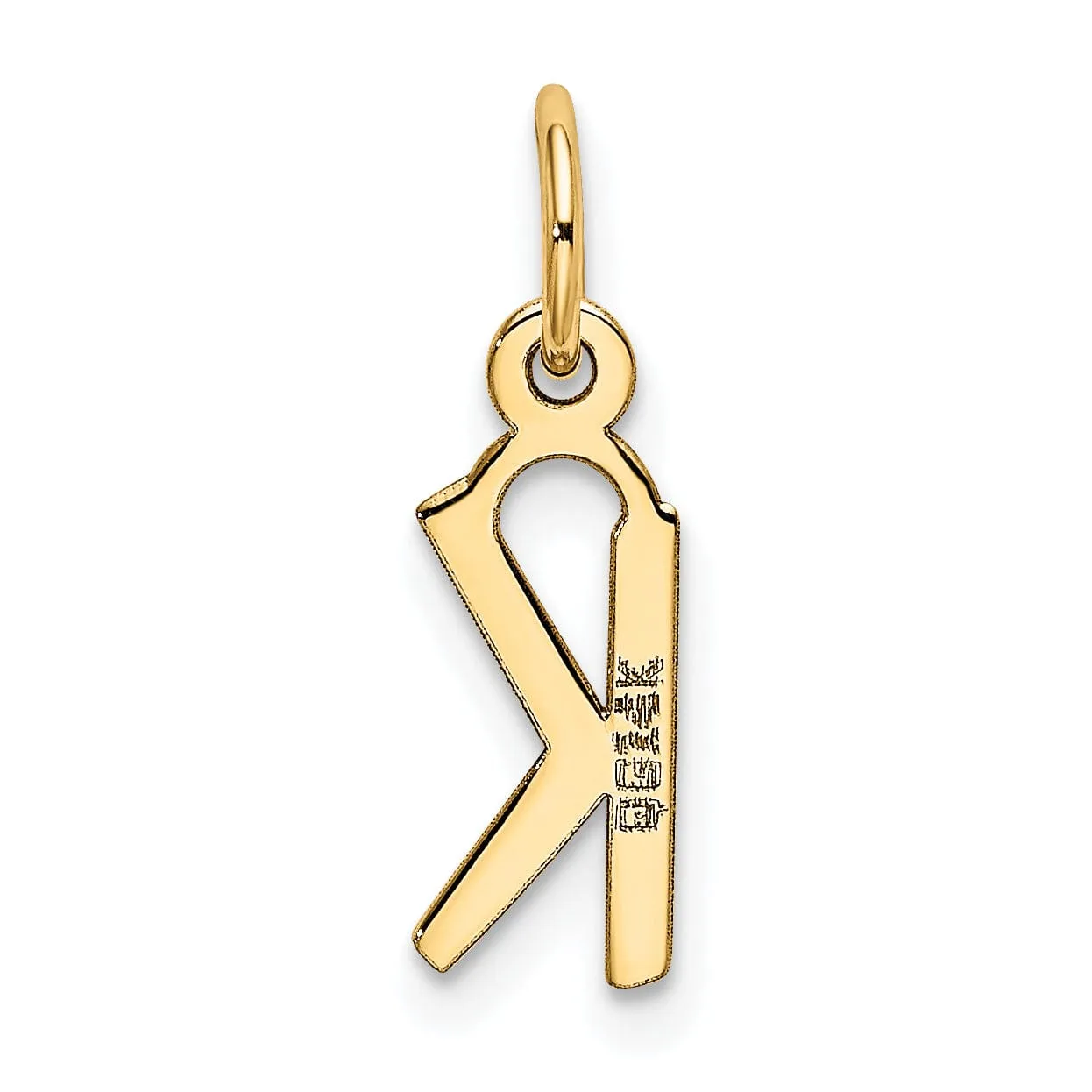 14k Yellow Gold Small Slanted Block Letter K Initial Pendant