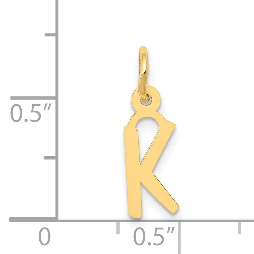 14k Yellow Gold Small Slanted Block Letter K Initial Pendant