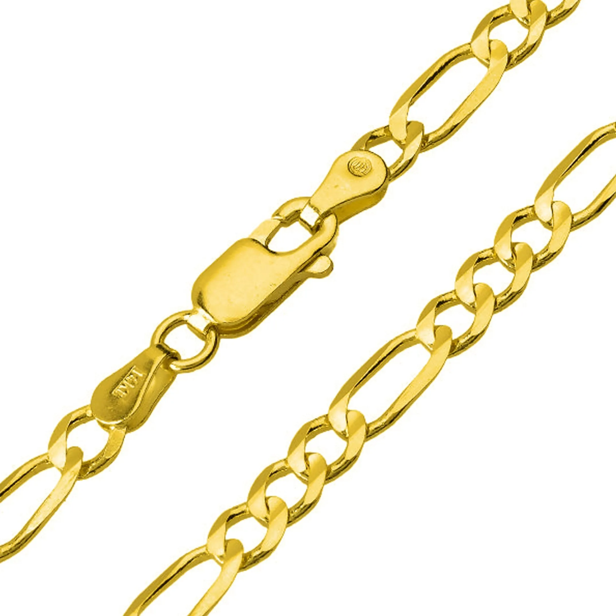 14k Yellow Gold Snake Slithering Down Pendant with Figaro Chain Necklace