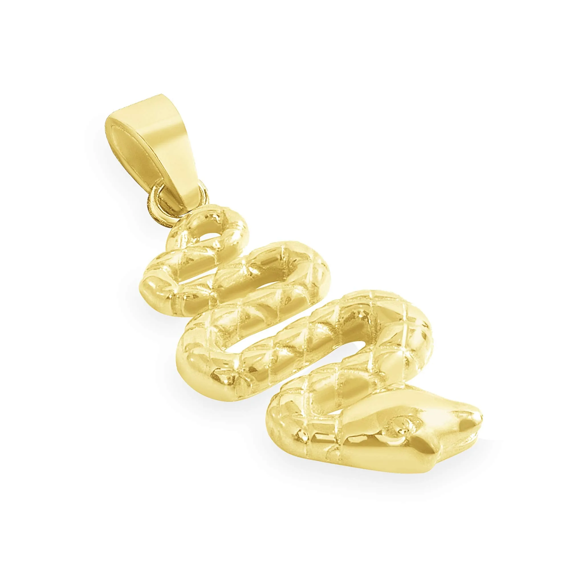 14k Yellow Gold Snake Slithering Down Pendant with Figaro Chain Necklace