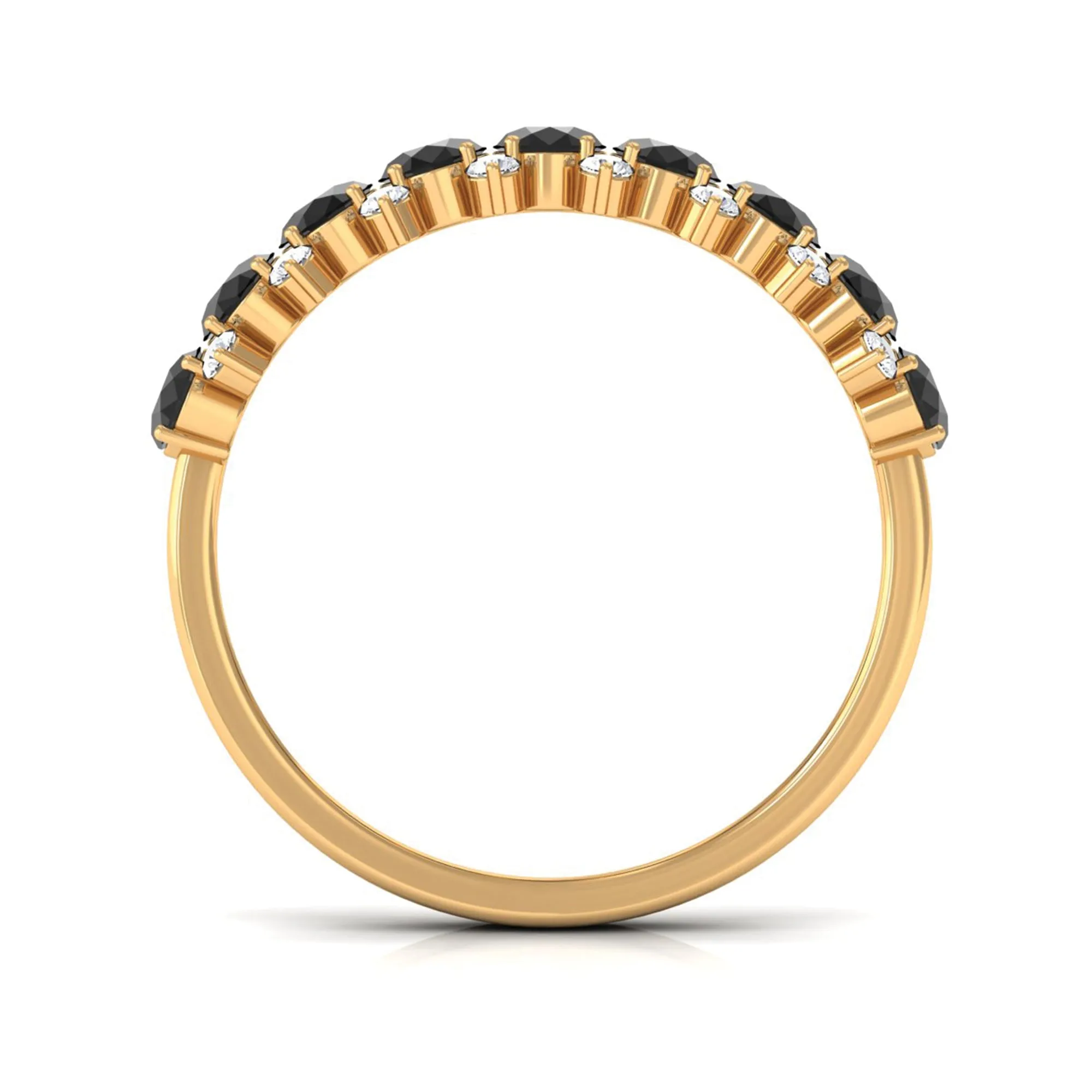 1.50 CT Oval Cut Black Spinel Half Eternity Ring with Diamond