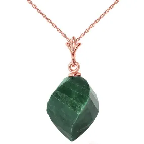 15.25 Carat 14K Solid Rose Gold Necklace Twisted Briolette Emerald