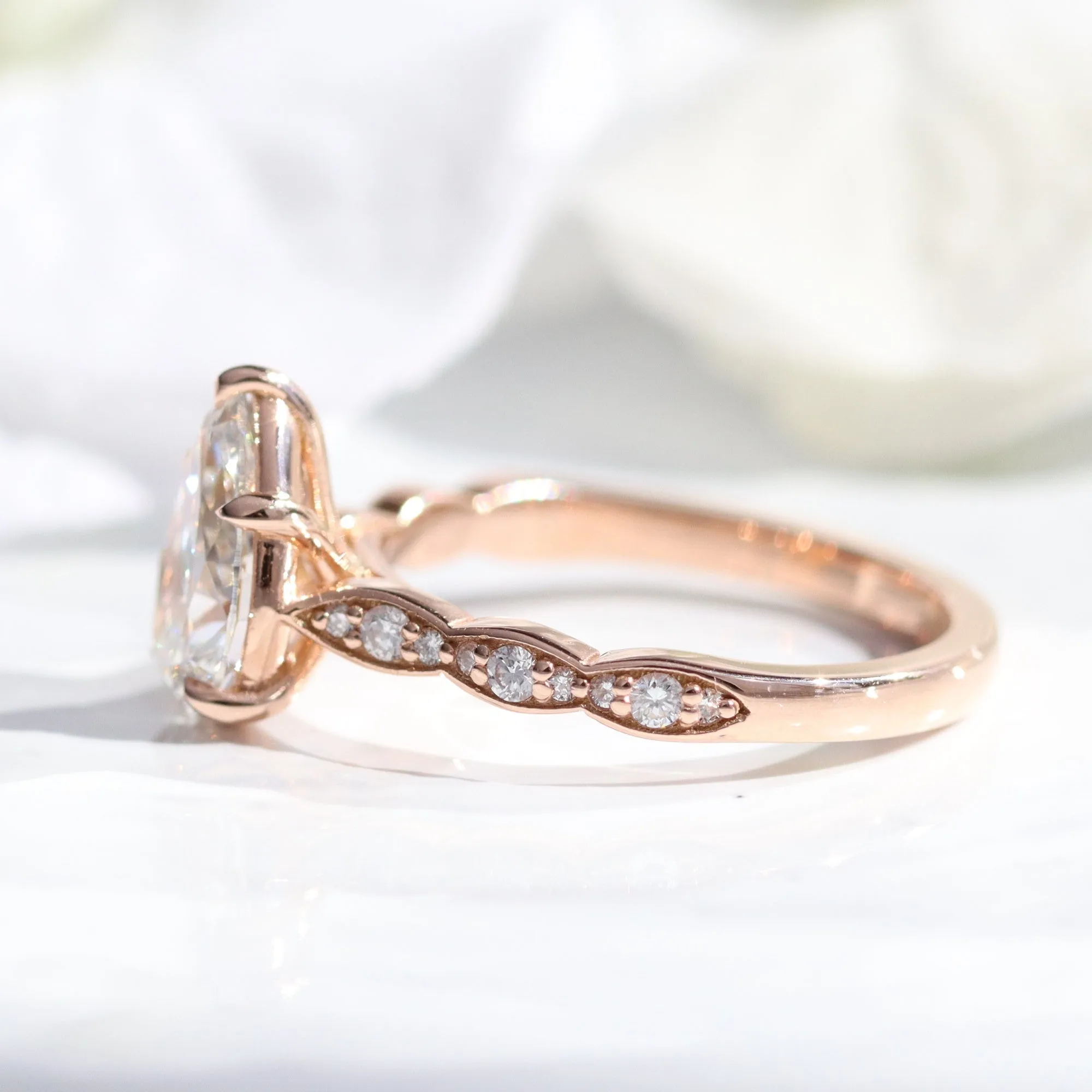 1.72 Ct Pear Lab Grown Diamond Ring in 14k Rose Gold Solitaire Band, Size 6.25
