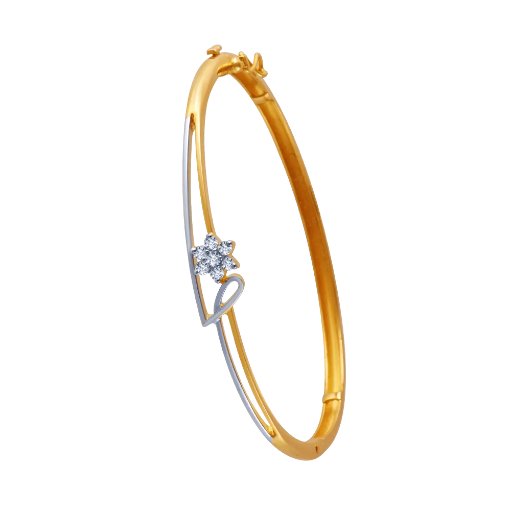 18k Gold Bracelet With Diamond In The Shape Of Flower
