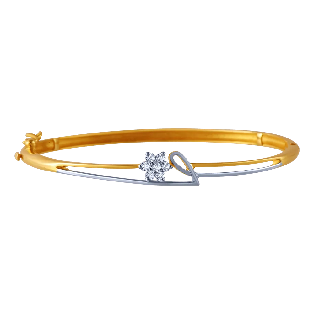 18k Gold Bracelet With Diamond In The Shape Of Flower