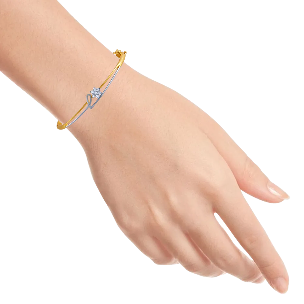 18k Gold Bracelet With Diamond In The Shape Of Flower