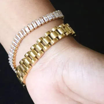 18K Gold-Filled Baguette Tennis Bracelet Set