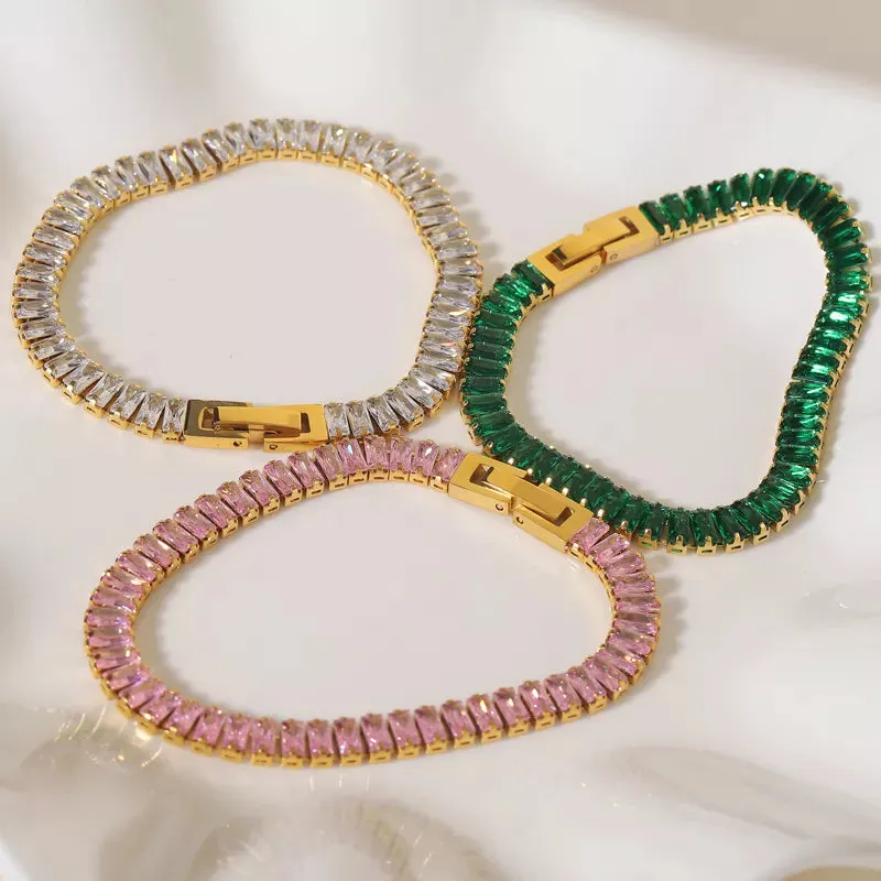 18K Gold-Filled Baguette Tennis Bracelet Set