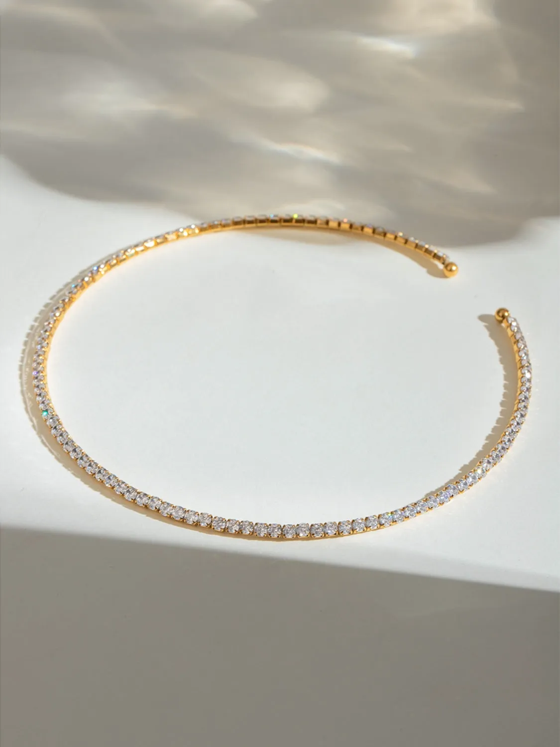 18K gold-plated Necklace Stainless Steel Jack&Din Inlaid Zircon Round Chocker