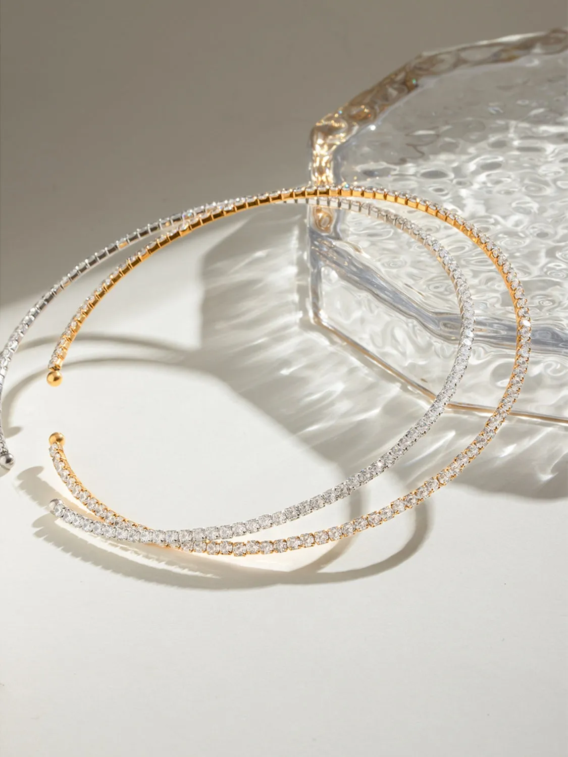 18K gold-plated Necklace Stainless Steel Jack&Din Inlaid Zircon Round Chocker