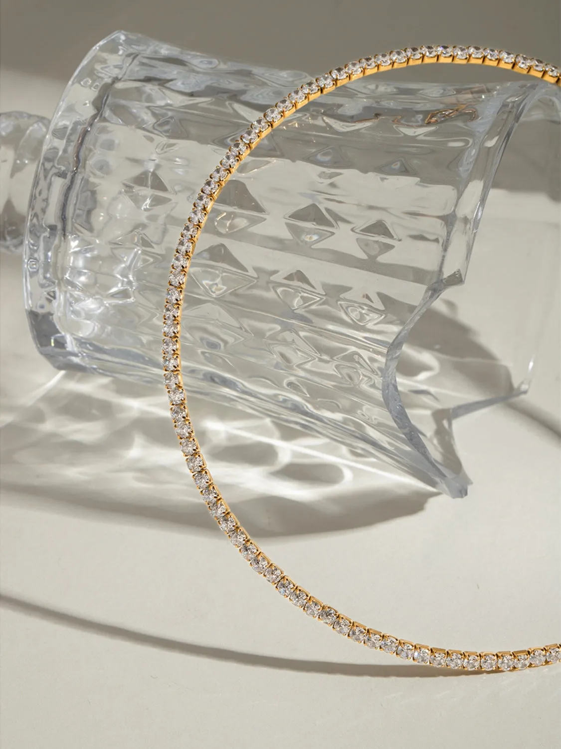 18K gold-plated Necklace Stainless Steel Jack&Din Inlaid Zircon Round Chocker