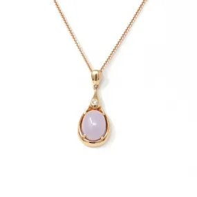 18k Rose Gold Lavender Jadeite jade Diamond Pendant Necklace