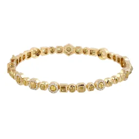 18k Yellow Gold Pave Ice Diamond Wedding Bangle Bracelet Handmade Women's Jewelry