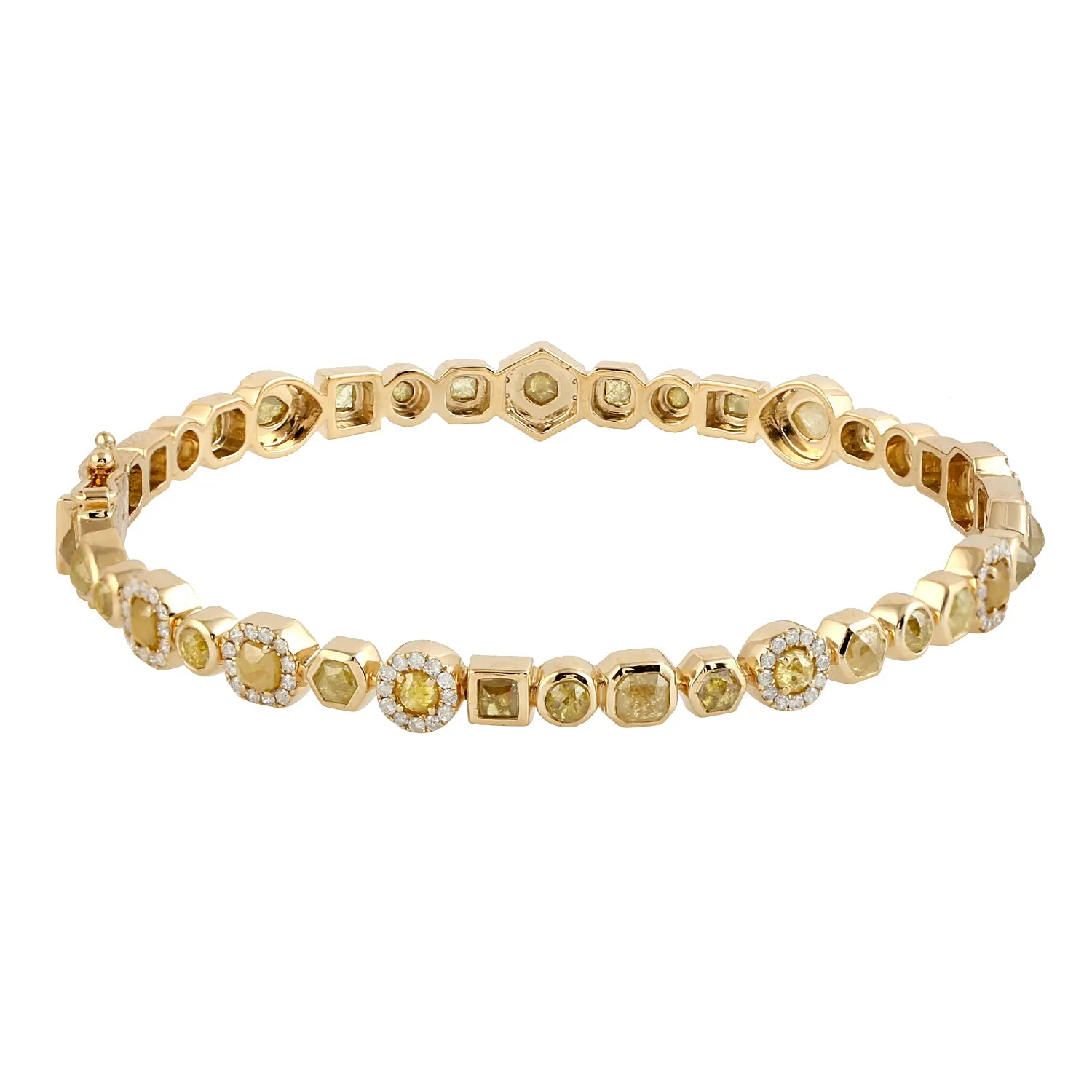 18k Yellow Gold Pave Ice Diamond Wedding Bangle Bracelet Handmade Women's Jewelry