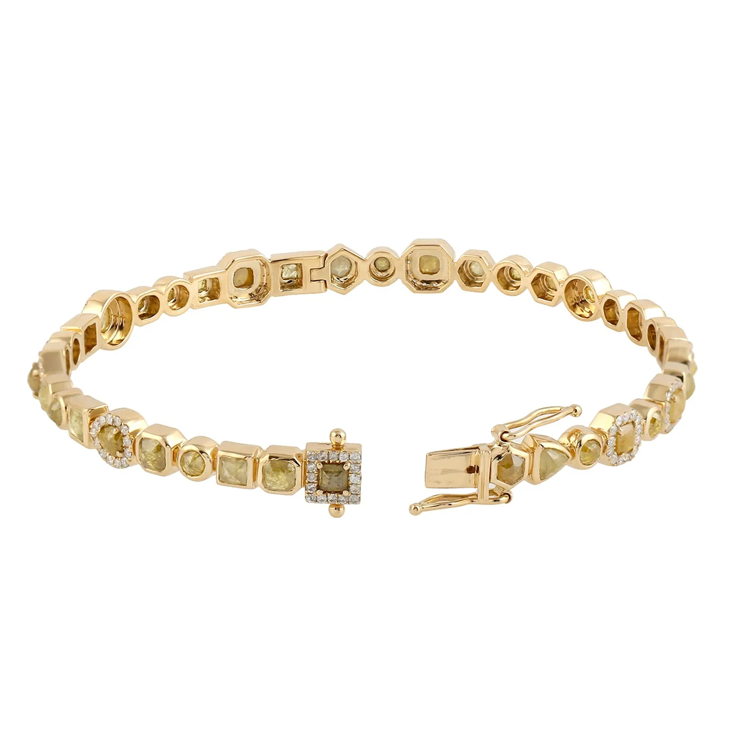 18k Yellow Gold Pave Ice Diamond Wedding Bangle Bracelet Handmade Women's Jewelry