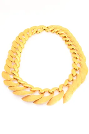 1980s Vintage Napier Gold Tone Textured Chain Necklace