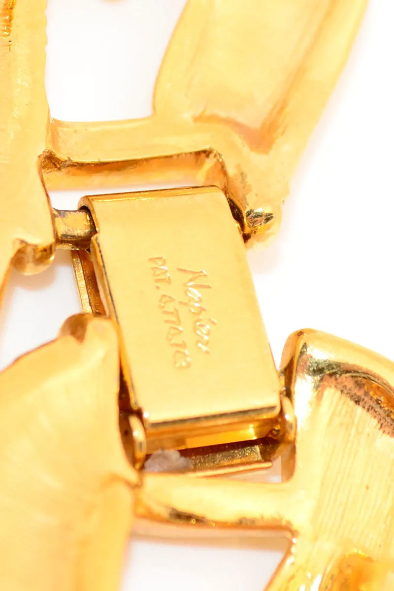1980s Vintage Napier Gold Tone Textured Chain Necklace