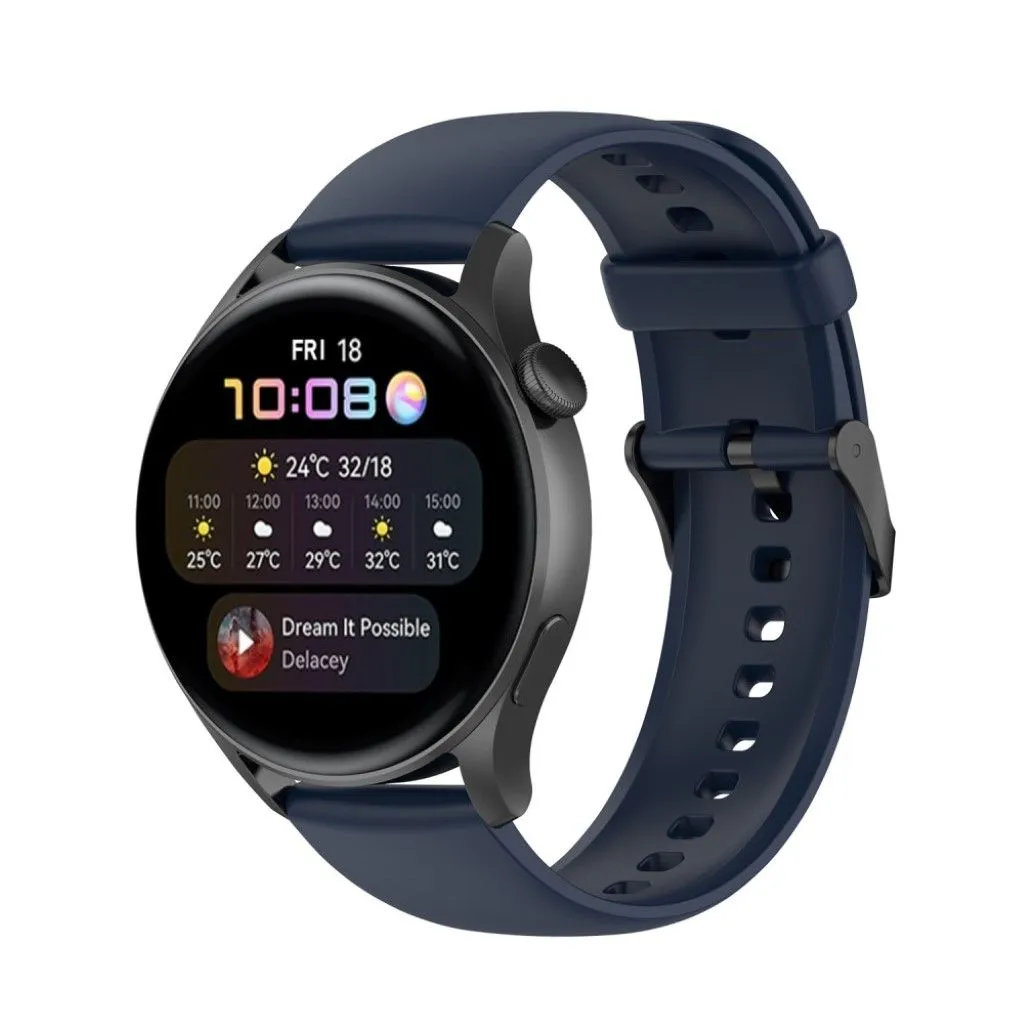 22mm silicone watch strap in stainless steel buckle for Huawei watch - Navy Blue