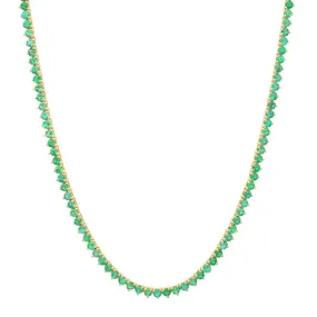 3-Prong Emerald Tennis Necklace