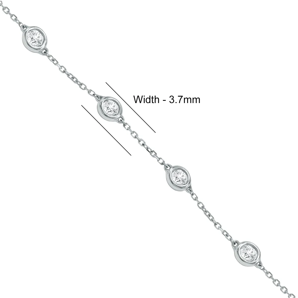 3/4 Carat Tw Bezel Set Genuine Diamond Station Bracelet In 14K White Gold