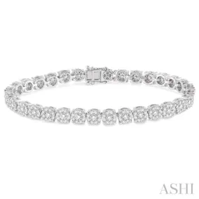 5 Ctw Round Cut Diamond Lovebright Bracelet in 14K White Gold