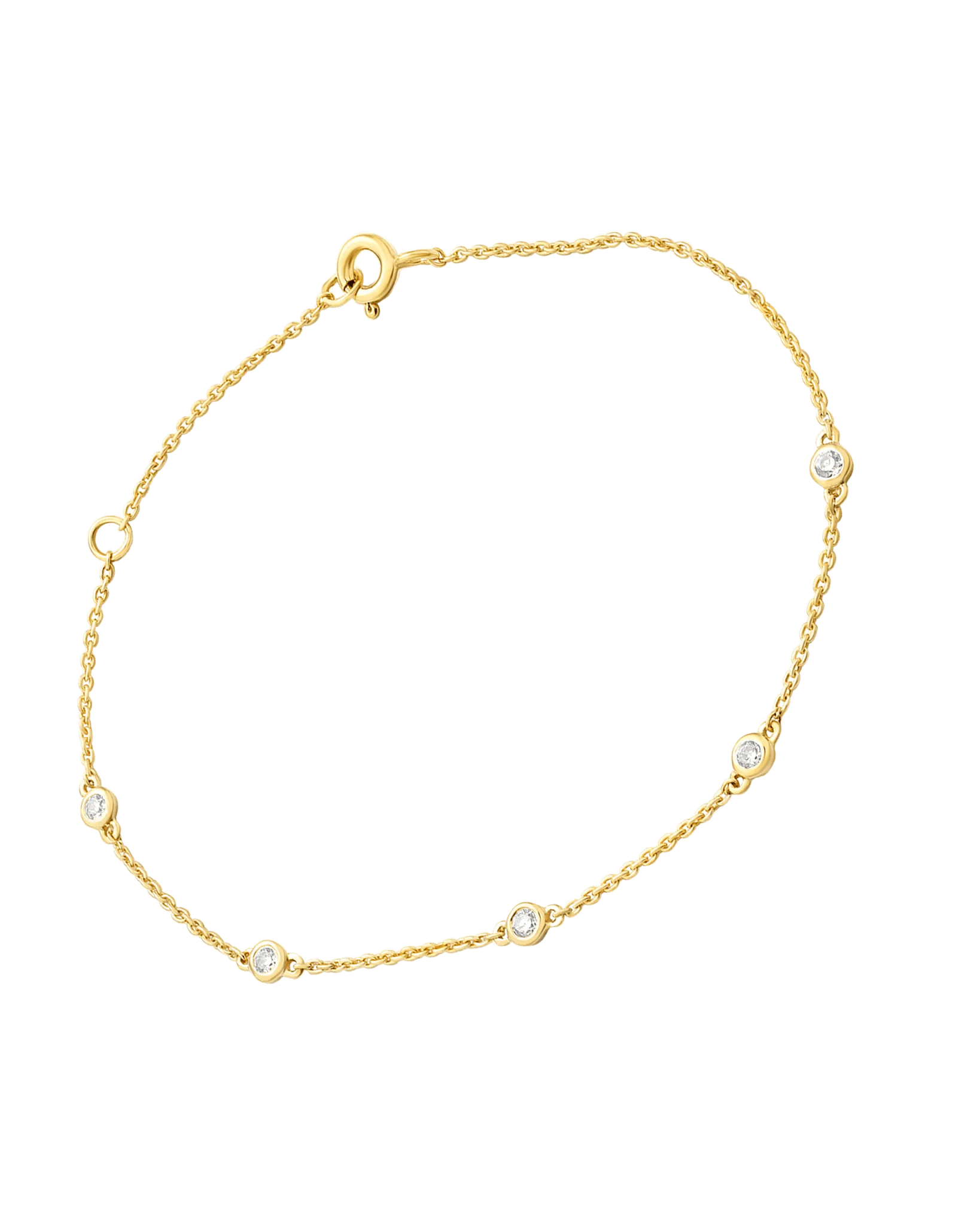 5 Diamond Bezel Bracelet - 14K Yellow Gold