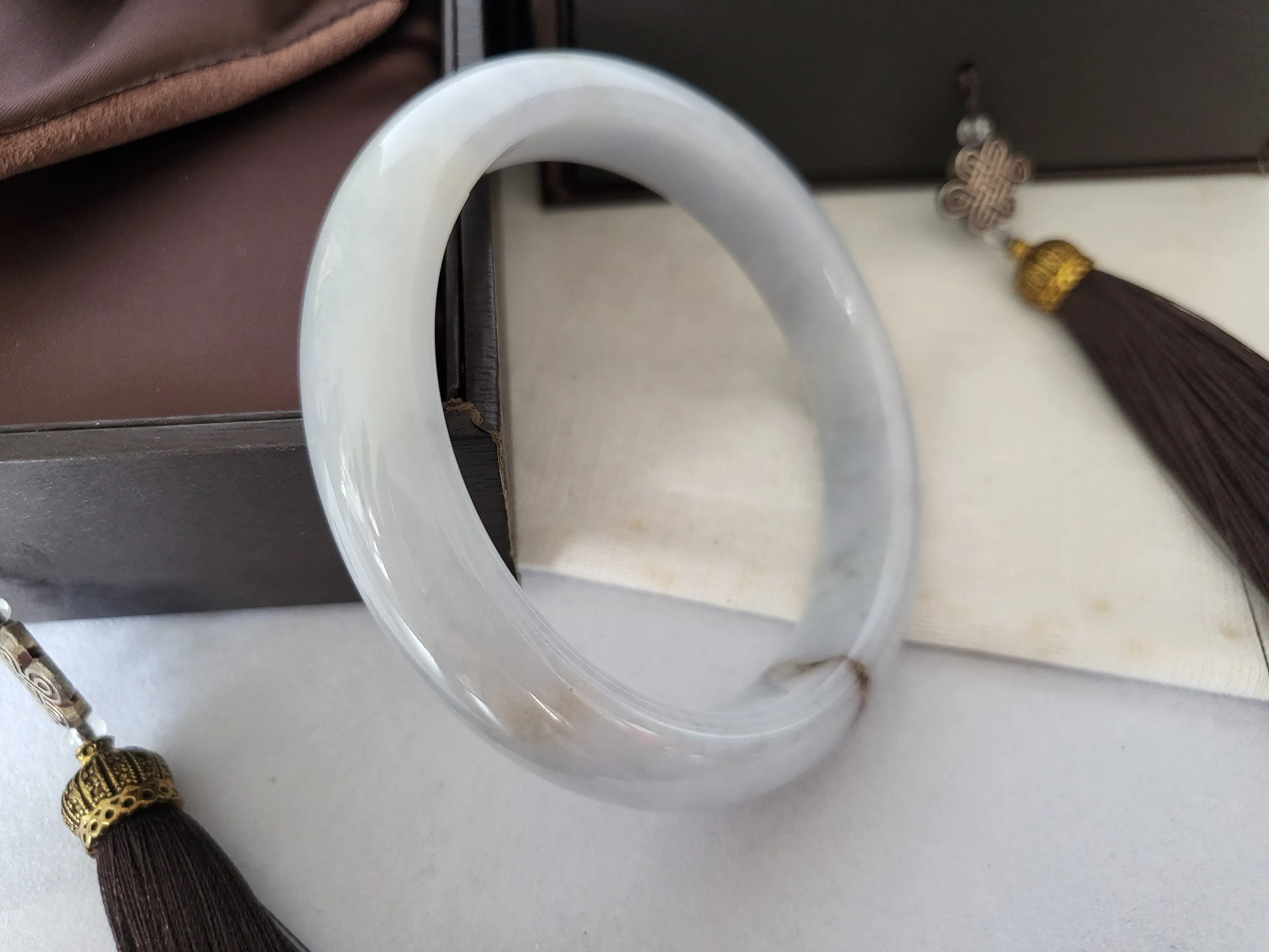59.7mm Lavender Jadeite Grade A Bangle Natural Burma Jade Purple [LAVENDER DREAMS COLLECTION]