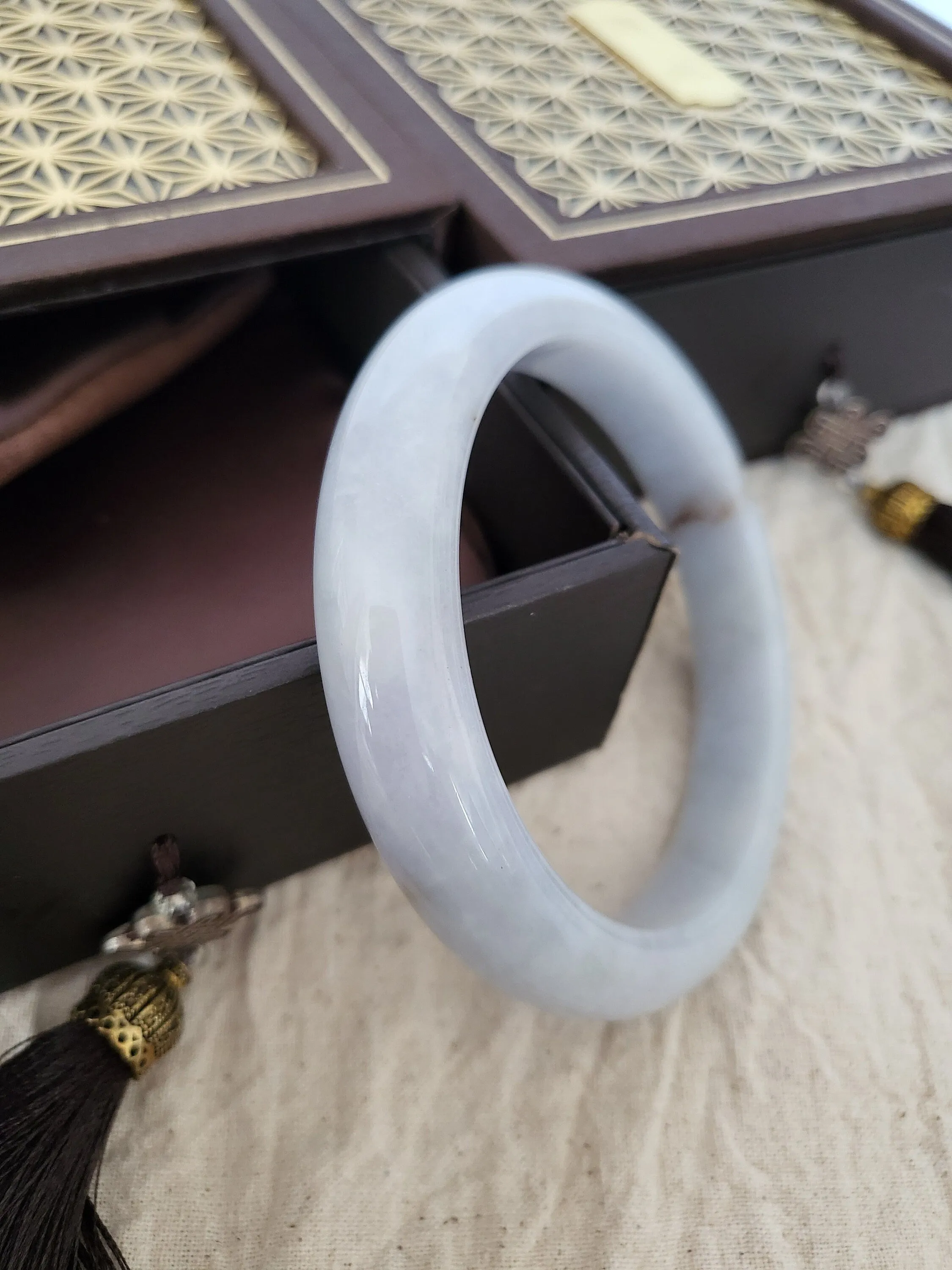 59.7mm Lavender Jadeite Grade A Bangle Natural Burma Jade Purple [LAVENDER DREAMS COLLECTION]