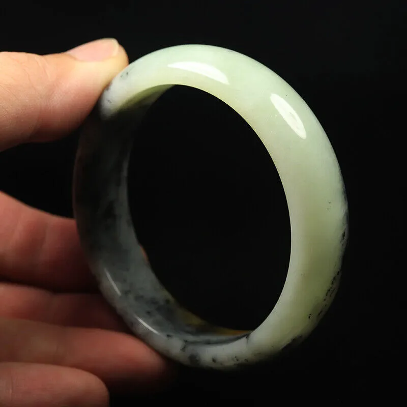 59mm Grade A 100% Natural Black Brown Green Jade Bangle Bracelet Xiu Jade VV7873