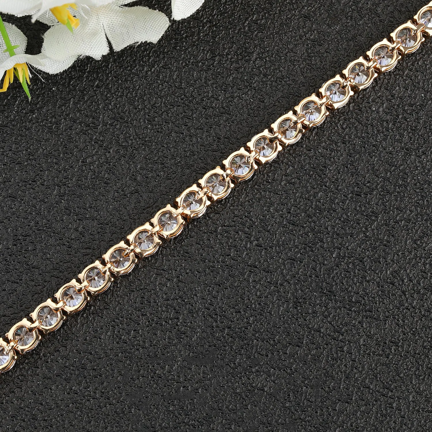 5A Cubic Zirconia Gold Bracelet Chains  for Women CK10007