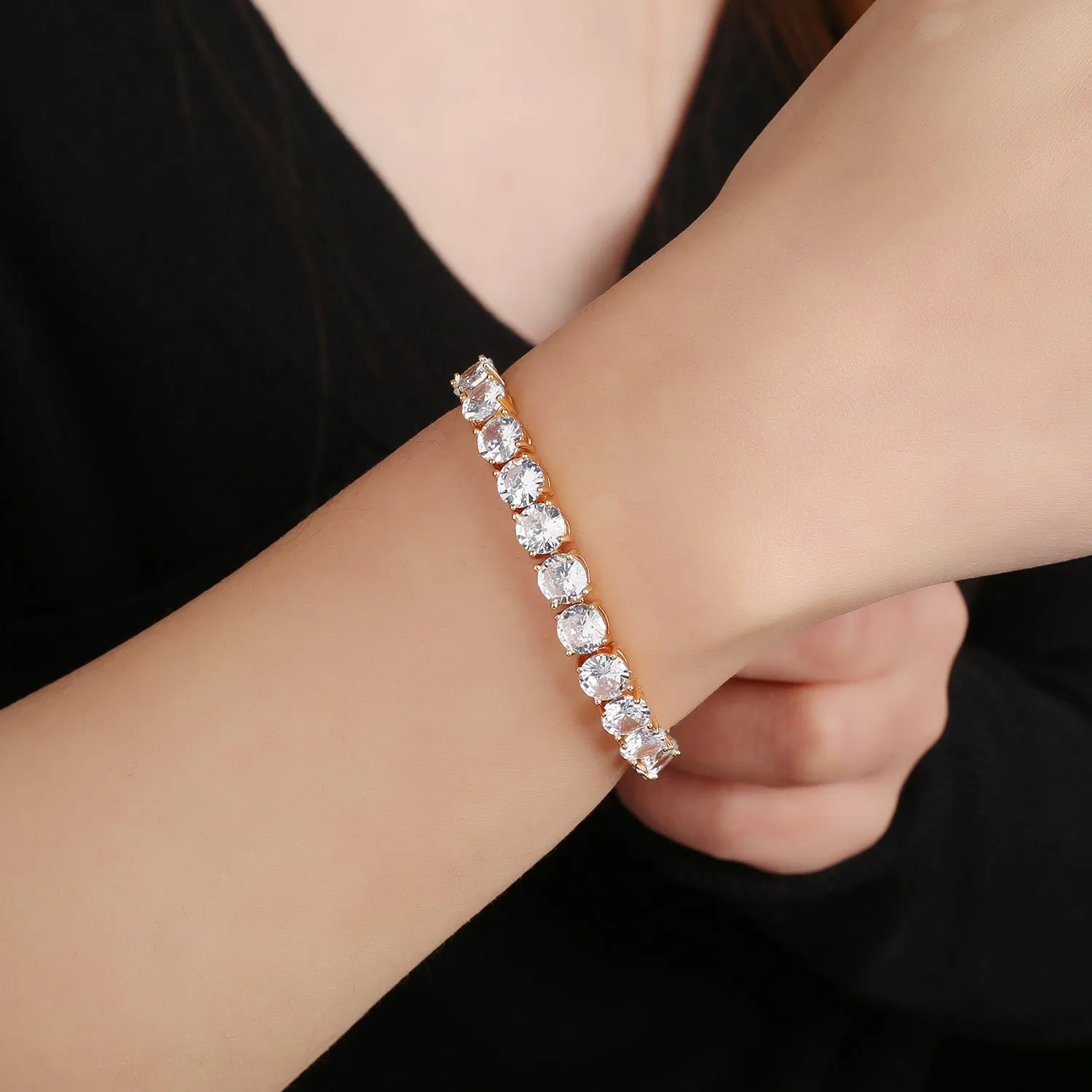 5A Cubic Zirconia Gold Bracelet Chains  for Women CK10007