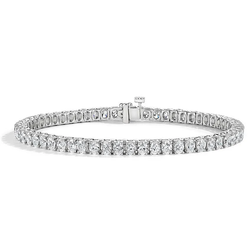 6 Carat Oval Natural Diamond Tennis Bracelet - 18k Gold