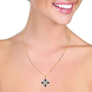 6.3 Carat 14K Solid Yellow Gold It Takes Two Sapphire Pearl Necklace