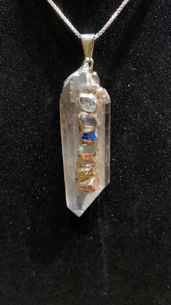 7 Chakras Quartz Point Pendant