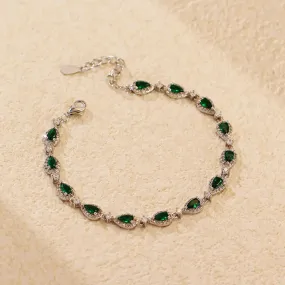 925 Sterling Silver Bracelet Charm Jewelry - Emerald Zircon - YH0503