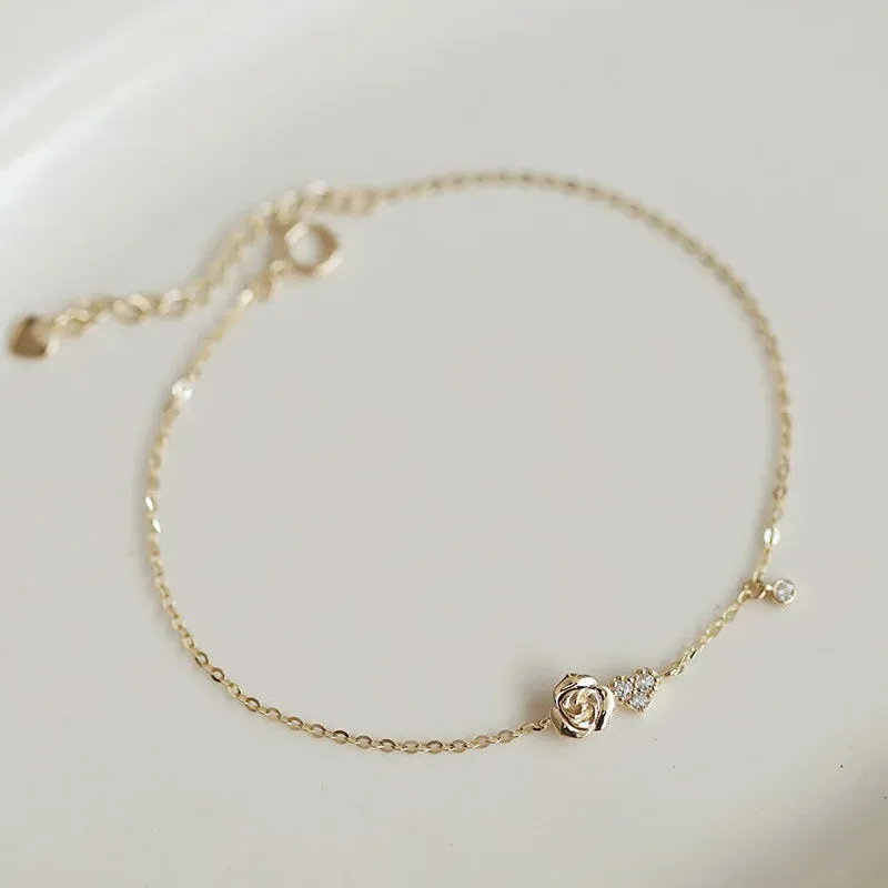 925 Sterling Silver Bracelet Charm Jewelry - Little Rose Pendant - Xm288
