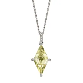 9ct White Gold Lemon Quartz And Diamond Kite Shaped Pendant Only GP2276Y