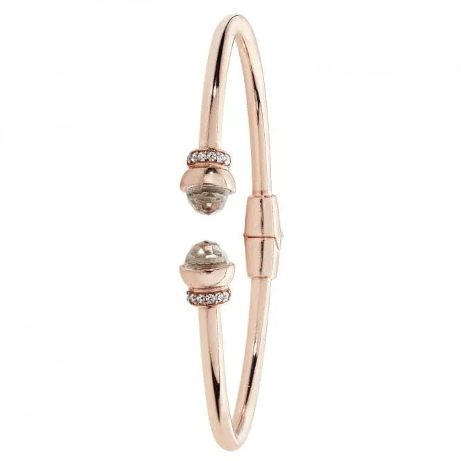 Acotis Silver Bangle Rose Gold Plated Crystal & Zirconia Torc G4399