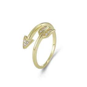 Adjustable Opening White Zircon Arrow Sterling Silver Ring for Women