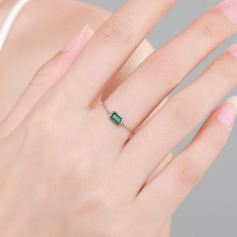 Adjustable Sterling Silver Ring with Zircon Inlay from Planderful Collection