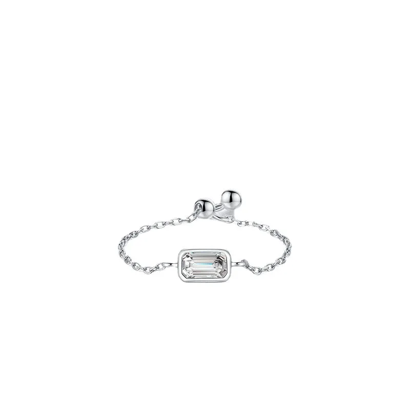 Adjustable Sterling Silver Ring with Zircon Inlay from Planderful Collection