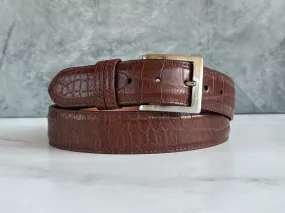 American Matte Alligator Belt: Dark Cognac
