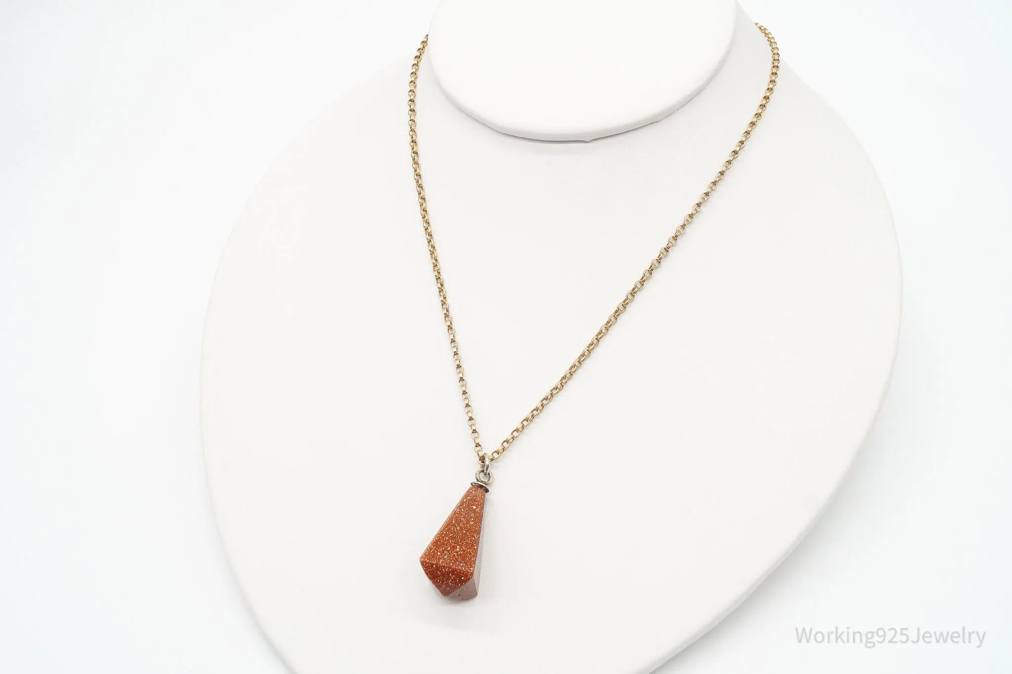 Antique 12K Gold Filled Sandstone Chain Link Necklace