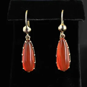 Antique Victorian 10K Gold Cabochon Carnelian Earrings