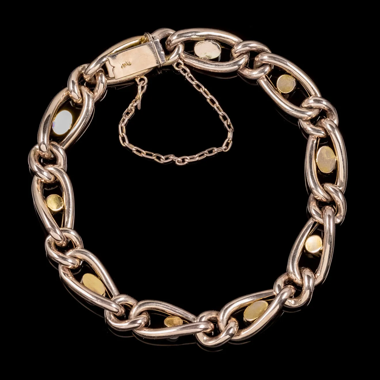 Antique Victorian Turquoise Pearl 9Ct Rose Gold Bracelet Circa 1900